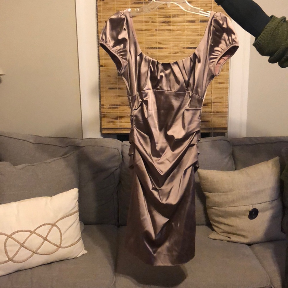 Taupe dress.